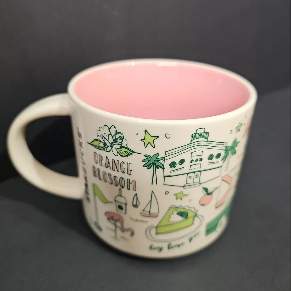 Starbucks Been There Series Florida Mug Green Pink Sunshine State 14 oz - R6